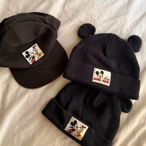Disney Mickey Mouse Black Hat and Beanie Trio